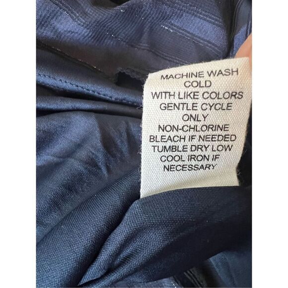 NWT! Adyson Parker Black Iris Indigo Stripe Long Sleeve Asymmetrical Hem Large - Picture 8 of 11